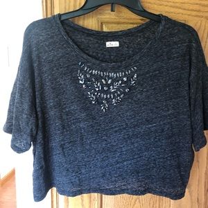 Hollister Gray cropped T-shirt with detail
